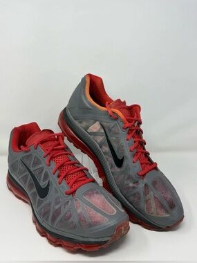 Mens 15 - Nike Airmax+ 2011 Shoes Wolf Gray Red Running Training Sneakers Air